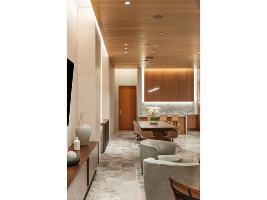 Dining room, Interior, Kitchen, Pendant Lights, Recessed Lighting, Wooden Ceilings