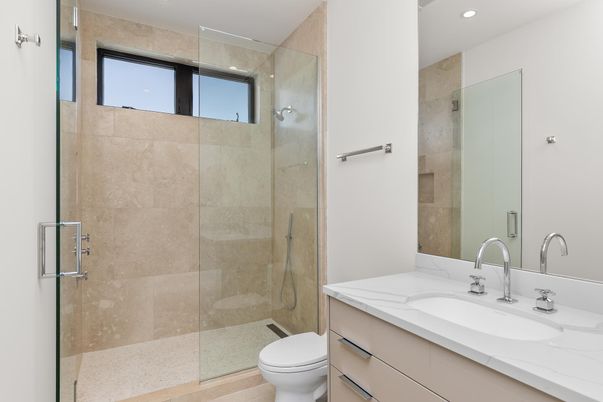 Bathroom, Glass Shower, Interior, Recessed Lighting