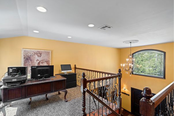 Chandelier, Home Office, Interior, Recessed Lighting