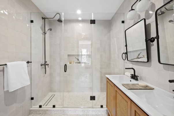 Bathroom, Glass Shower, Interior, Recessed Lighting