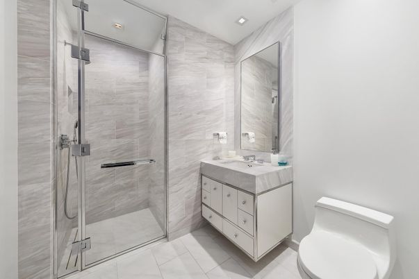 Bathroom, Glass Shower, Interior, Recessed Lighting