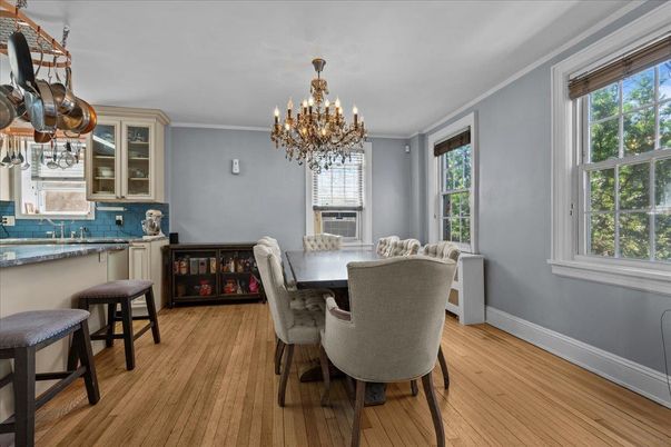 Chandelier, Dining room, Interior, Wood Texture Flooring