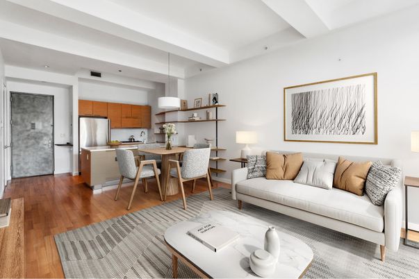 Dining room, Interior, Kitchen, Living room, Pendant Lights, Stainless Steel Appliances, Wood Texture Flooring