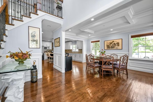 Dining room, Interior, Kitchen, Recessed Lighting, Wood Texture Flooring