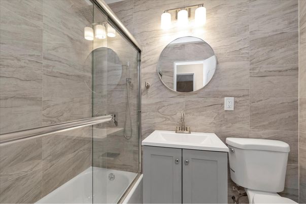 Bathroom, Glass Shower, Interior, Marble Walls