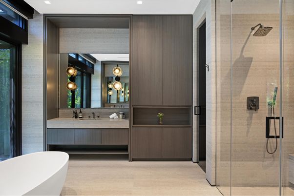 Bathroom, Dual Sink Vanities, Free Standing Baths, Glass Shower, Interior, Recessed Lighting