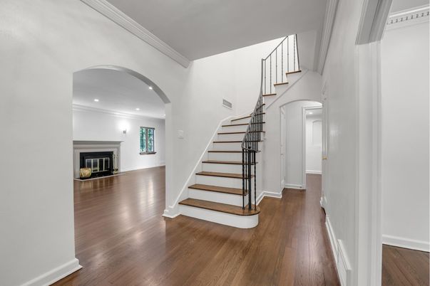Fireplace, Interior, Recessed Lighting, Wood Texture Flooring