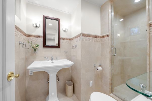 Bathroom, Glass Shower, Interior, Recessed Lighting