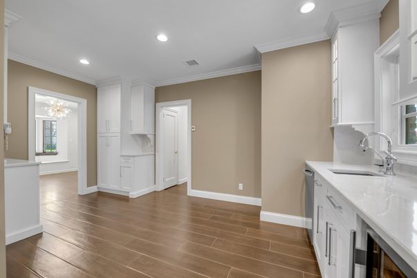 Interior, Kitchen, Recessed Lighting, Wood Texture Flooring