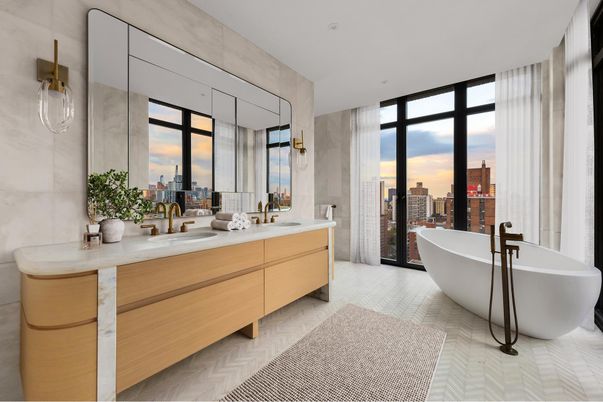 Bathroom, Dual Sink Vanities, Free Standing Baths, Interior, Recessed Lighting