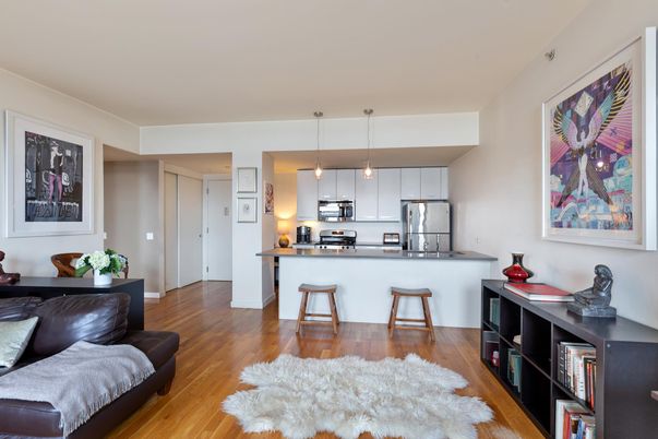 Interior, Kitchen, Pendant Lights, Stainless Steel Appliances, Wood Texture Flooring