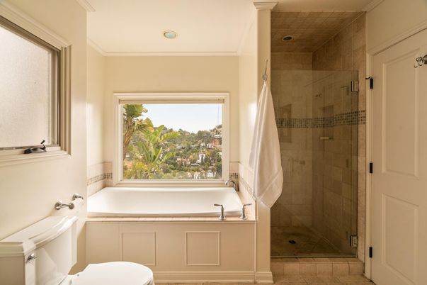 Bathroom, Glass Shower, Interior, Recessed Lighting