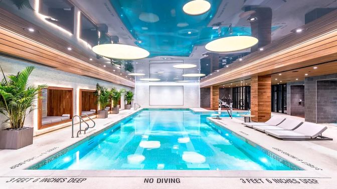 Interior, Pendant Lights, Pool, Recessed Lighting, Wooden Ceilings