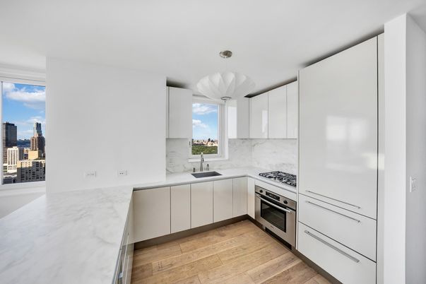 Interior, Kitchen, Pendant Lights, Stainless Steel Appliances, Wood Texture Flooring