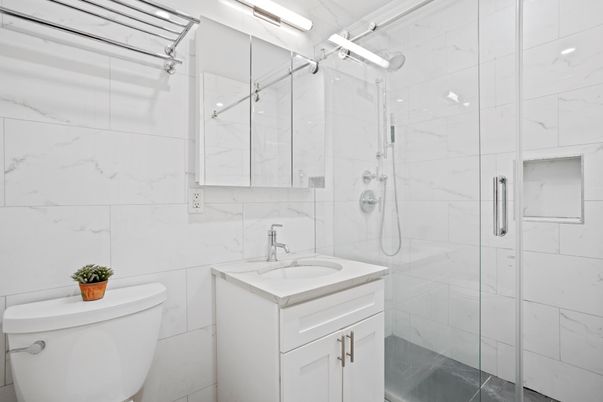 Bathroom, Glass Shower, Interior, Marble Walls