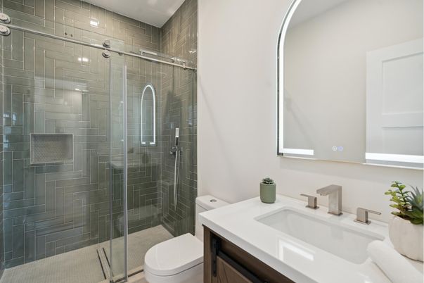 Bathroom, Glass Shower, Interior, Recessed Lighting