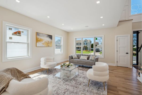 Interior, Living room, Recessed Lighting, Wood Texture Flooring