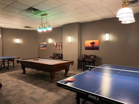 Billiard Table, Game Room, Interior, Pendant Lights