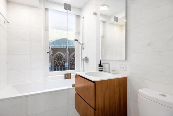 Bathroom, Glass Shower, Interior, Marble Walls
