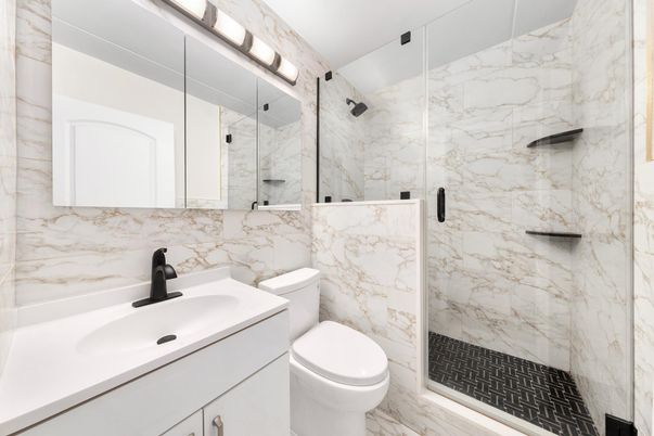 Bathroom, Glass Shower, Interior, Marble, Marble Walls