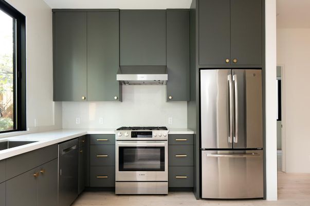 Interior, Kitchen, Stainless Steel Appliances, Wood Texture Flooring