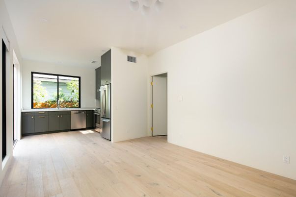Interior, Kitchen, Stainless Steel Appliances, Wood Texture Flooring