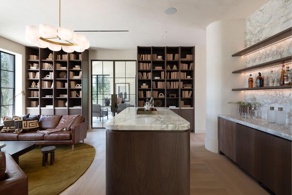 Interior, Living room, Pendant Lights, Recessed Lighting, Wood Texture Flooring