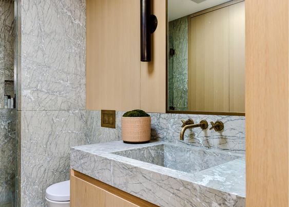 Bathroom, Interior, Marble Walls