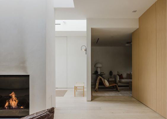 Fireplace, Interior, Wood Texture Flooring