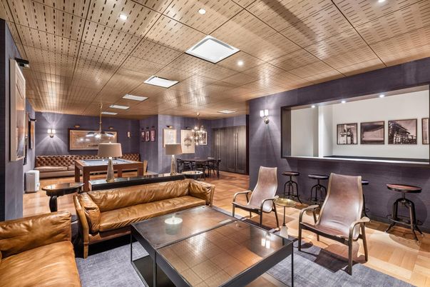 Dining room, Interior, Living room, Pendant Lights, Recessed Lighting, Wood Texture Flooring