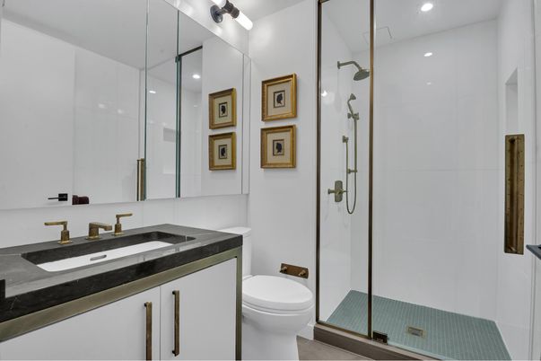 Bathroom, Glass Shower, Interior, Recessed Lighting