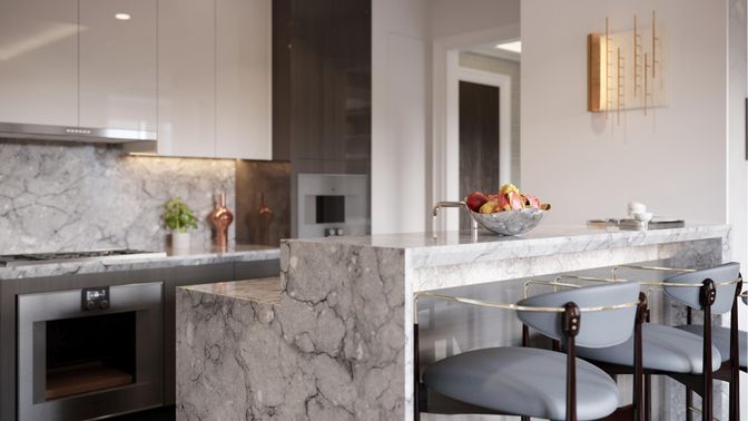 Interior, Kitchen, Marble Walls