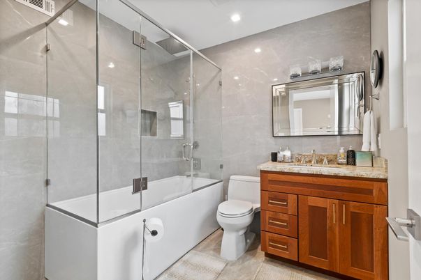 Bathroom, Glass Shower, Interior, Recessed Lighting