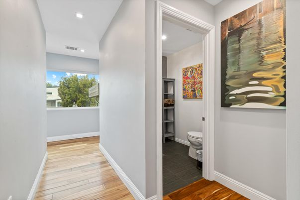 Bathroom, Interior, Recessed Lighting, Wood Texture Flooring