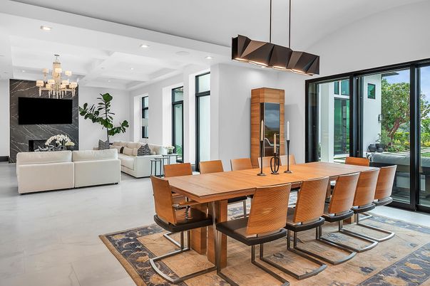 Chandelier, Dining room, Interior, Living room, Marble, Pendant Lights, Recessed Lighting