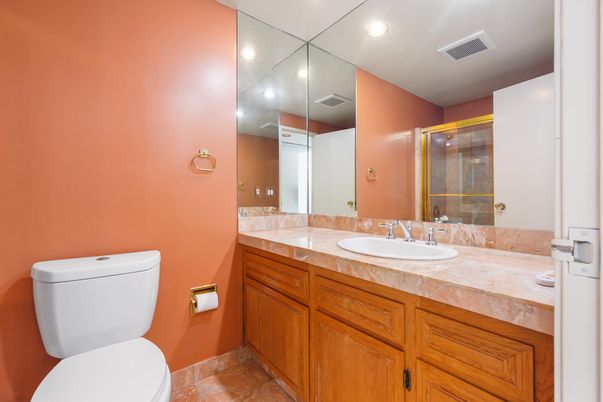 Bathroom, Glass Shower, Interior, Recessed Lighting, Tile Countertops