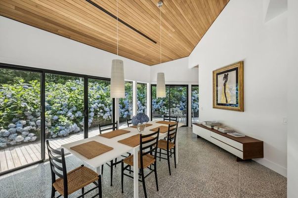 Dining room, Interior, Pendant Lights, Wooden Ceilings