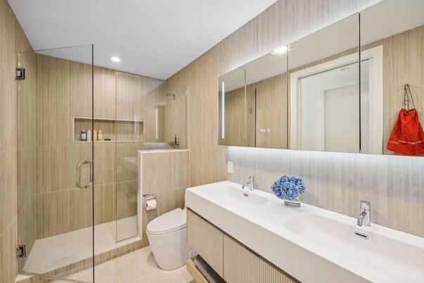 Bathroom, Dual Sink Vanities, Glass Shower, Interior, Recessed Lighting
