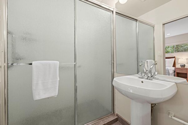 Bathroom, Glass Shower, Interior, Recessed Lighting