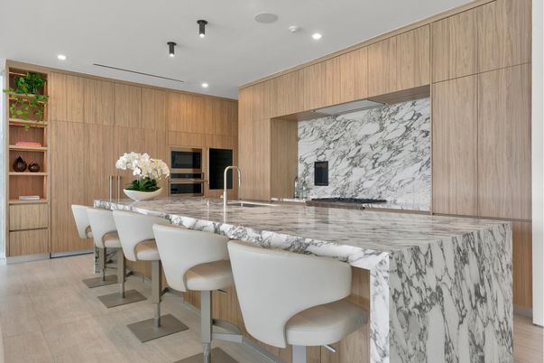 Interior, Kitchen, Marble Walls, Recessed Lighting
