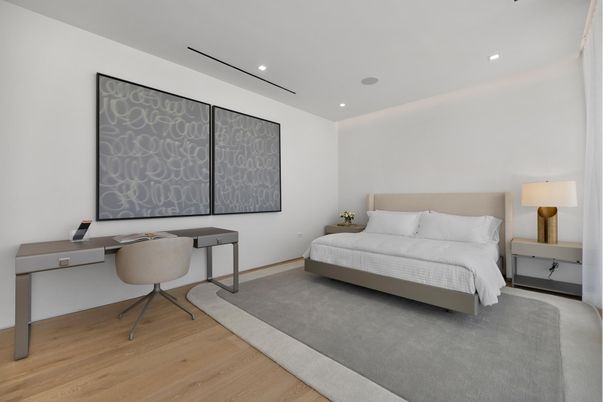 Bedroom, Home Office, Interior, Recessed Lighting, Wood Texture Flooring