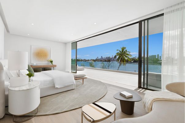 Bedroom, Interior, Recessed Lighting, Water, Wood Texture Flooring