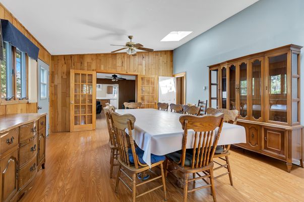 Dining room, Interior, Wood Texture Flooring, Wooden Walls