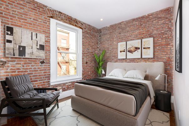 Bedroom, Interior, Recessed Lighting, Stone Walls