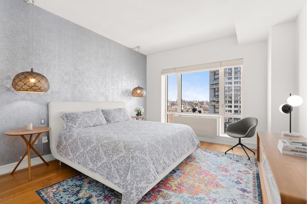 Bedroom, Home Office, Interior, Pendant Lights, Wood Texture Flooring
