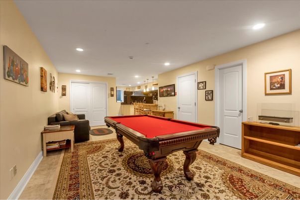 Billiard Table, Game Room, Interior, Pendant Lights, Recessed Lighting