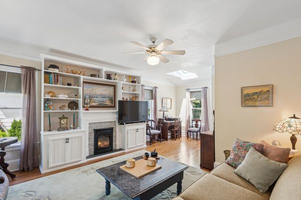 Dining room, Fireplace, Interior, Living room, Wood Texture Flooring