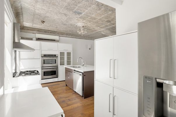 Interior, Kitchen, Stainless Steel Appliances, Wood Texture Flooring