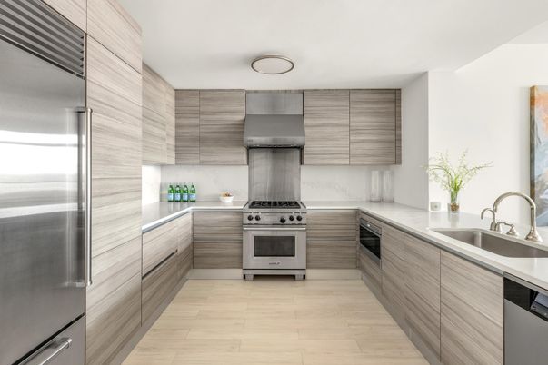 Interior, Kitchen, Stainless Steel Appliances, Wood Texture Flooring