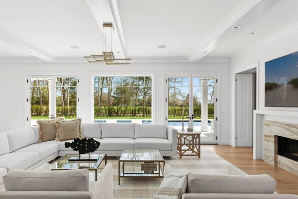 Fireplace, Interior, Living room, Pendant Lights, Recessed Lighting, Wood Texture Flooring